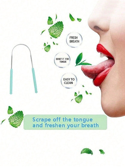 3/1pc,Adult U‑Shaped Tongue Scraper, 1 Stainless Steel Tongue Scraper For Daily Tongue Cleaning, Male And Female Hygiene Products, Oral Care Tools, Living Room, Family, Bedroom, Bathroom, House Suppli