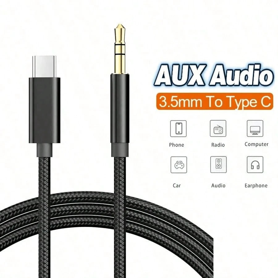 3.5ft USB-C To AUX Audio Cable, Type-C To 3.5mm Male Headphone Audio Jack Cord/AUX Cord/3.5mm Earphone Car Stereo Cable, Better Compatibility Than Other USB-C To 3.5mm AUX Audio Cables, Compatible Wit