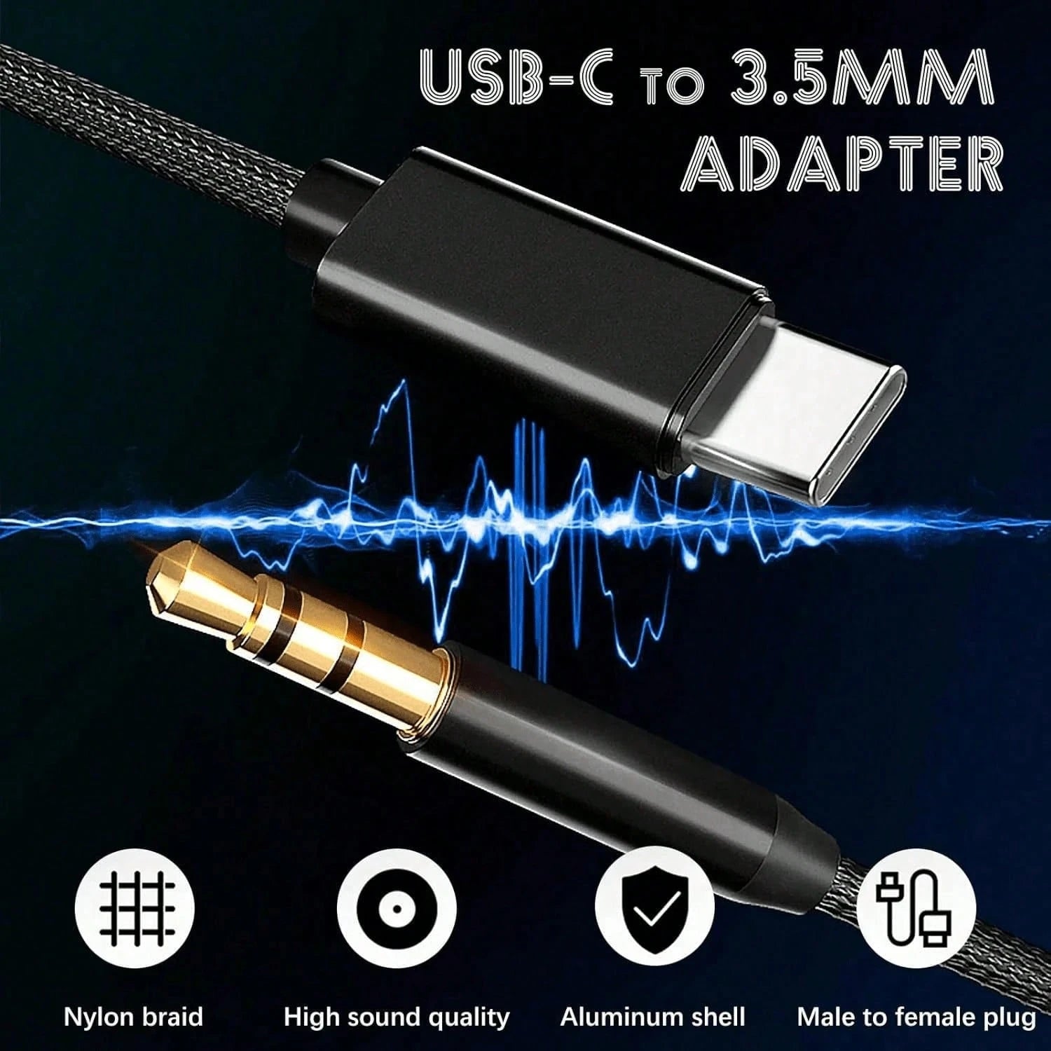 3.5ft USB-C To AUX Audio Cable, Type-C To 3.5mm Male Headphone Audio Jack Cord/AUX Cord/3.5mm Earphone Car Stereo Cable, Better Compatibility Than Other USB-C To 3.5mm AUX Audio Cables, Compatible Wit
