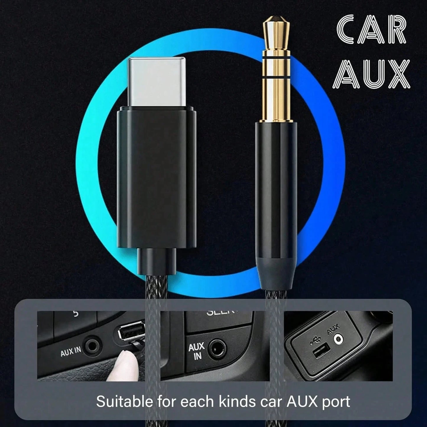 3.5ft USB-C To AUX Audio Cable, Type-C To 3.5mm Male Headphone Audio Jack Cord/AUX Cord/3.5mm Earphone Car Stereo Cable, Better Compatibility Than Other USB-C To 3.5mm AUX Audio Cables, Compatible Wit
