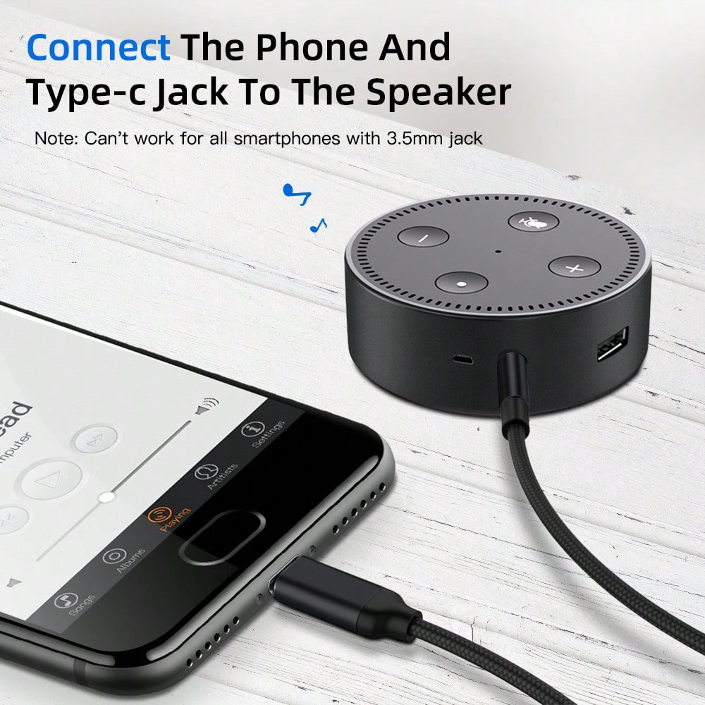 3.5ft USB-C To AUX Audio Cable, Type-C To 3.5mm Male Headphone Audio Jack Cord/AUX Cord/3.5mm Earphone Car Stereo Cable, Better Compatibility Than Other USB-C To 3.5mm AUX Audio Cables, Compatible Wit