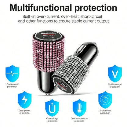 3-In-1 Butterfly Diamond Retractable Fast Charging Cable, 2/4 Port Fast Charger, 4-In-1 Multi-Port Voltage Display Car Charger, Compatible With IPhone 17 Pro Max/17 Pro/17 Air/17/16 Pro Max/16 Pro/16