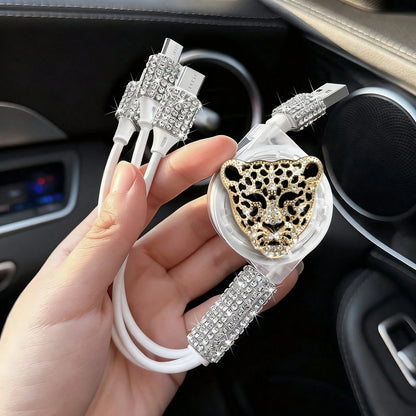 3-In-1 Butterfly Diamond Retractable Fast Charging Cable, 2/4 Port Fast Charger, 4-In-1 Multi-Port Voltage Display Car Charger, Compatible With IPhone 17 Pro Max/17 Pro/17 Air/17/16 Pro Max/16 Pro/16