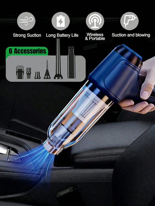 3-In-1 Car Vacuum Cleaner, High Suction Portable Cordless Vacuum Cleaner For Wet & Dry Use, 2400mAh