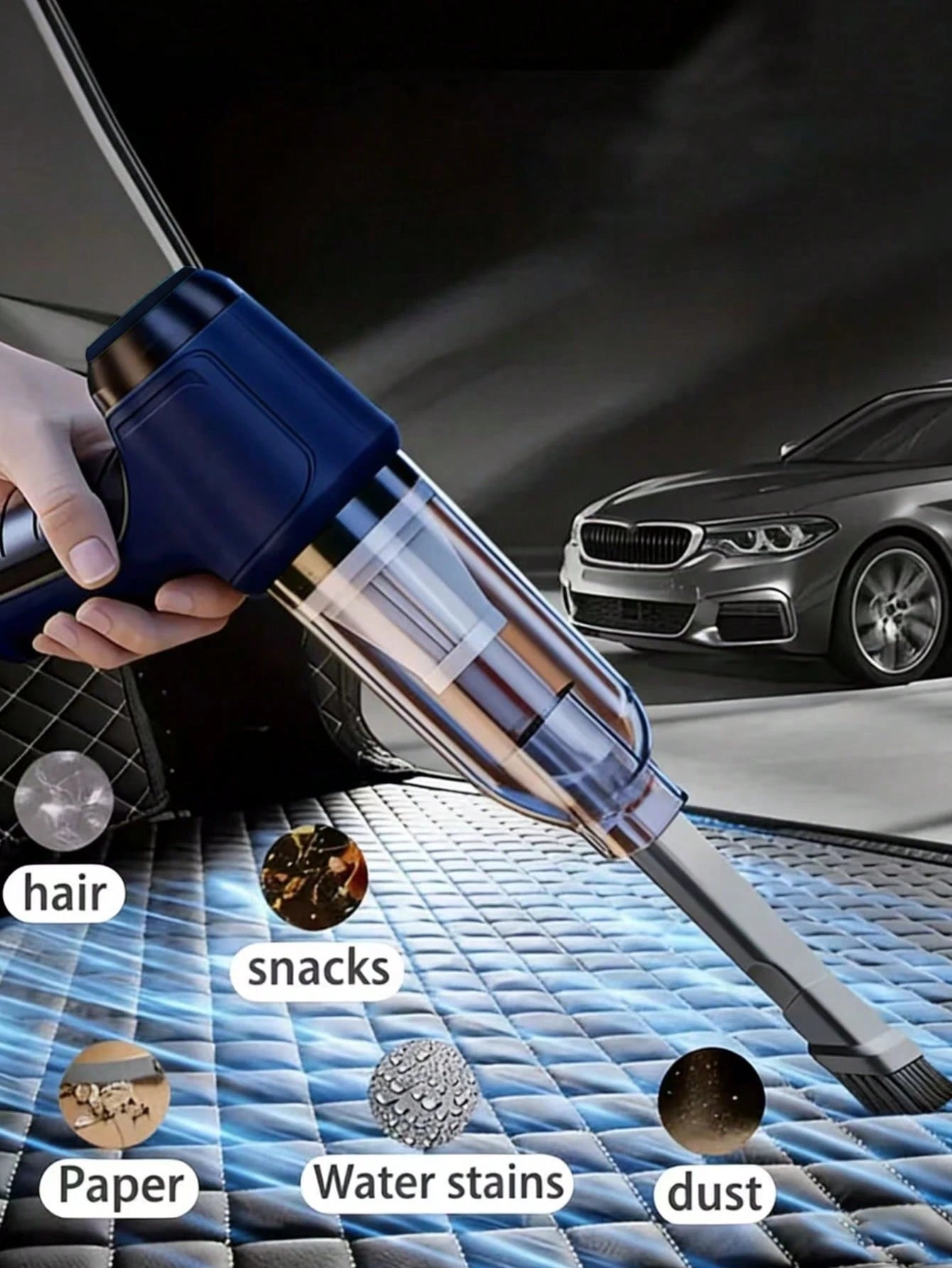 3-In-1 Car Vacuum Cleaner, High Suction Portable Cordless Vacuum Cleaner For Wet & Dry Use, 2400mAh