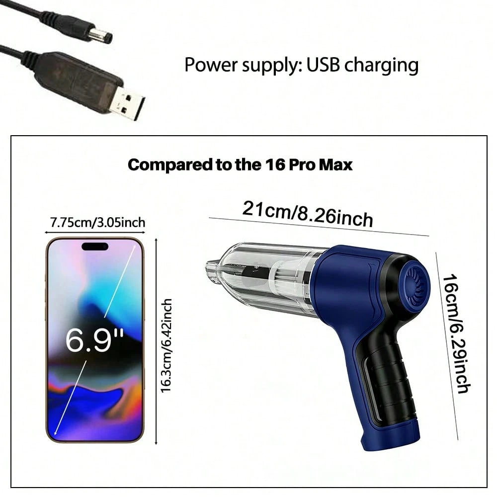 3-In-1 Car Vacuum Cleaner, High Suction Portable Cordless Vacuum Cleaner For Wet & Dry Use, 2400mAh