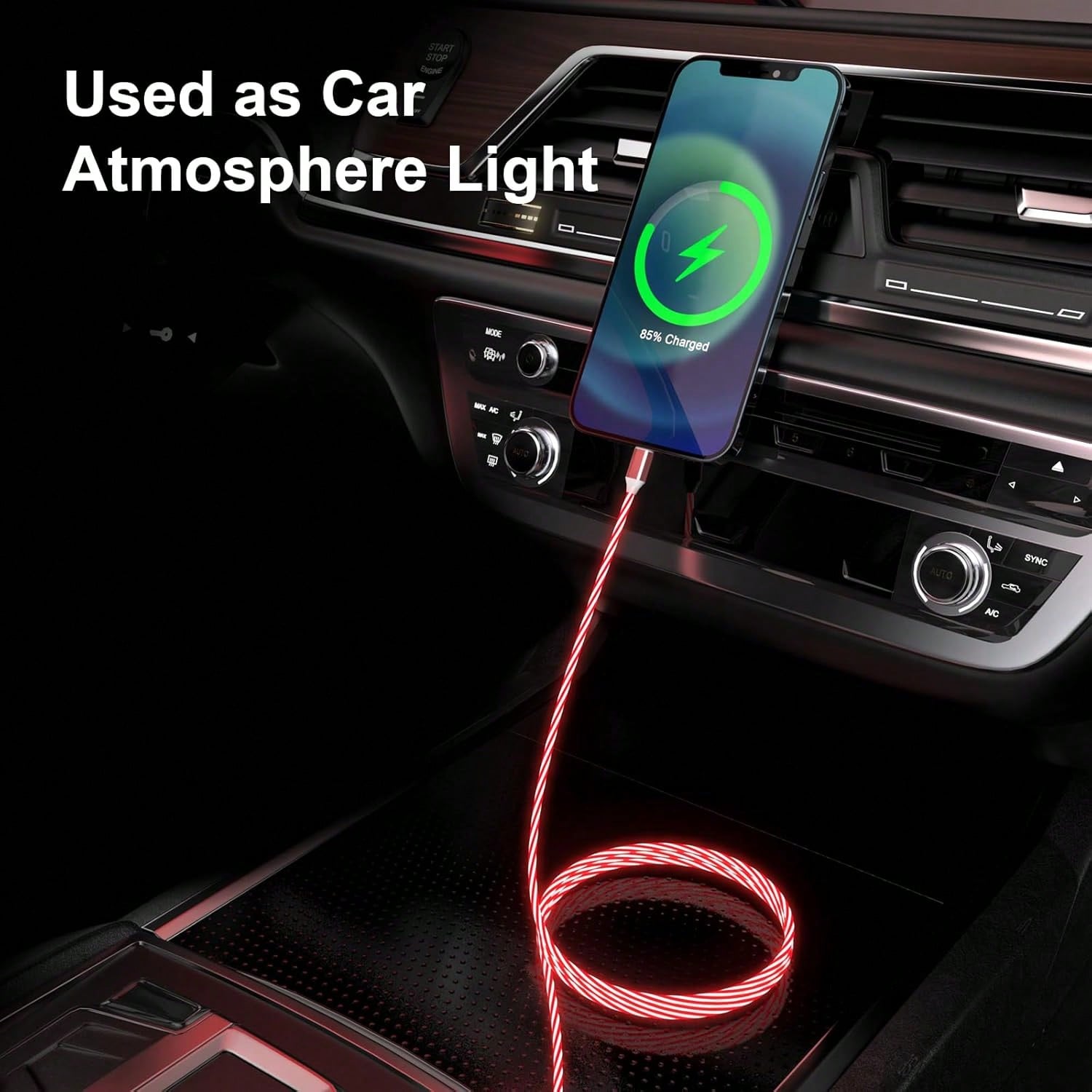 3-In-1 Glowing Data Cable With Flowing LED Running Light Fast Charging Cable, Multi-Function Charging Data Cable Compatible With Apple 17/17pro/16pro/16/15/15pro/14/13/12/11/ And Other Series Phones A