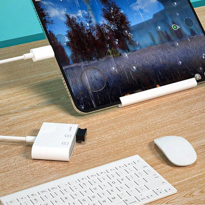 3-In-1 SD/TF/USB Card Reader For IPhone/ Series, Camera Tracking Reader Compatible With IPhone 14 Pro Max/14 Pro/14/13/12/11/XS/XR/8/7/6 Series