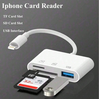 3-In-1 SD/TF/USB Card Reader For IPhone/ Series, Camera Tracking Reader Compatible With IPhone 14 Pro Max/14 Pro/14/13/12/11/XS/XR/8/7/6 Series