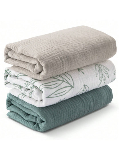 3-Pack Soft Muslin Swaddle Blankets For Newborns, Large 38x40in Breathable Baby Receiving Blanket & Swaddle Wrap