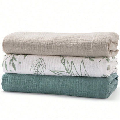 3-Pack Soft Muslin Swaddle Blankets For Newborns, Large 38x40in Breathable Baby Receiving Blanket & Swaddle Wrap