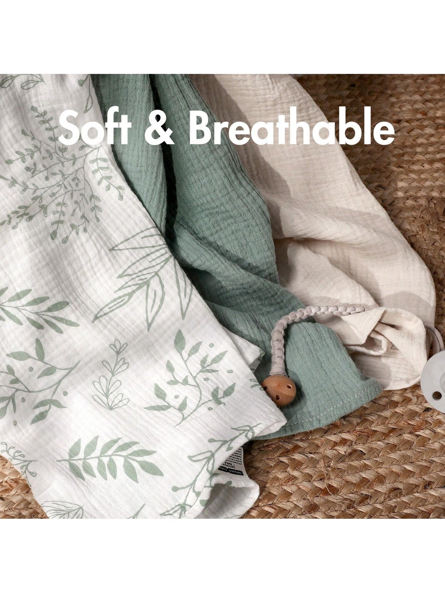 3-Pack Soft Muslin Swaddle Blankets For Newborns, Large 38x40in Breathable Baby Receiving Blanket & Swaddle Wrap