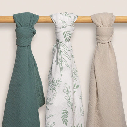 3-Pack Soft Muslin Swaddle Blankets For Newborns, Large 38x40in Breathable Baby Receiving Blanket & Swaddle Wrap