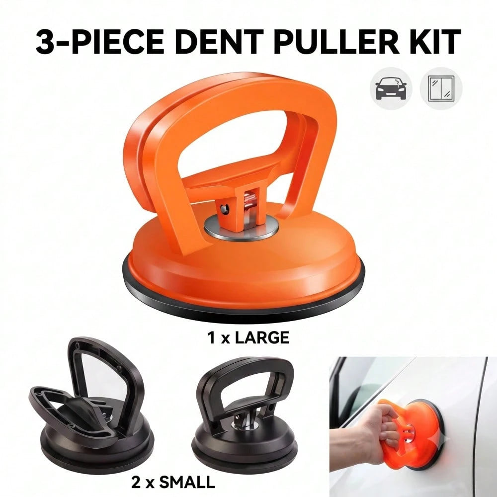 3 PCS Heavy Duty Suction Cup Dent Puller Kit, Powerful Car Dent Remover Tool With 1 Large & 2 Small Suction Cups, Multi-Purpose Lifter For Car Repair, Glass, Tiles, Screen Moving