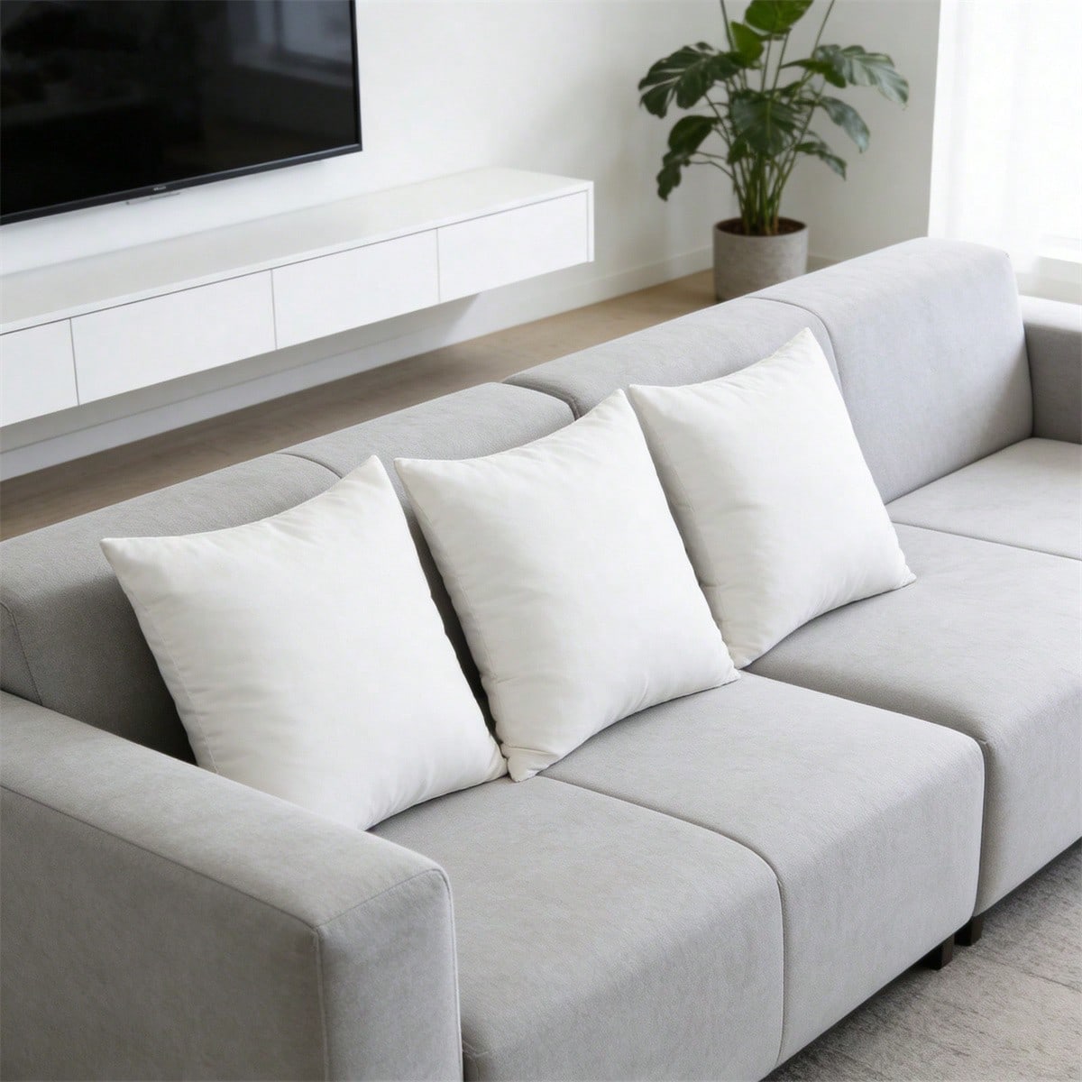 3-Piece White Pillow Inserts, Soft And Comfortable, Living Room Sofa Cushions, Bed Pillow Stuffing, Machine Washable And Hypoallergenic, For Living Room Cushions, Bedding, And Room Decor.