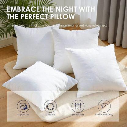 3-Piece White Pillow Inserts, Soft And Comfortable, Living Room Sofa Cushions, Bed Pillow Stuffing, Machine Washable And Hypoallergenic, For Living Room Cushions, Bedding, And Room Decor.