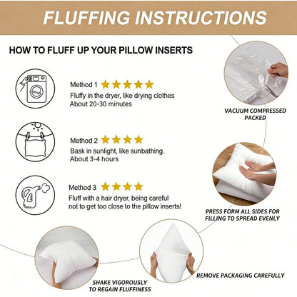 3-Piece White Pillow Inserts, Soft And Comfortable, Living Room Sofa Cushions, Bed Pillow Stuffing, Machine Washable And Hypoallergenic, For Living Room Cushions, Bedding, And Room Decor.