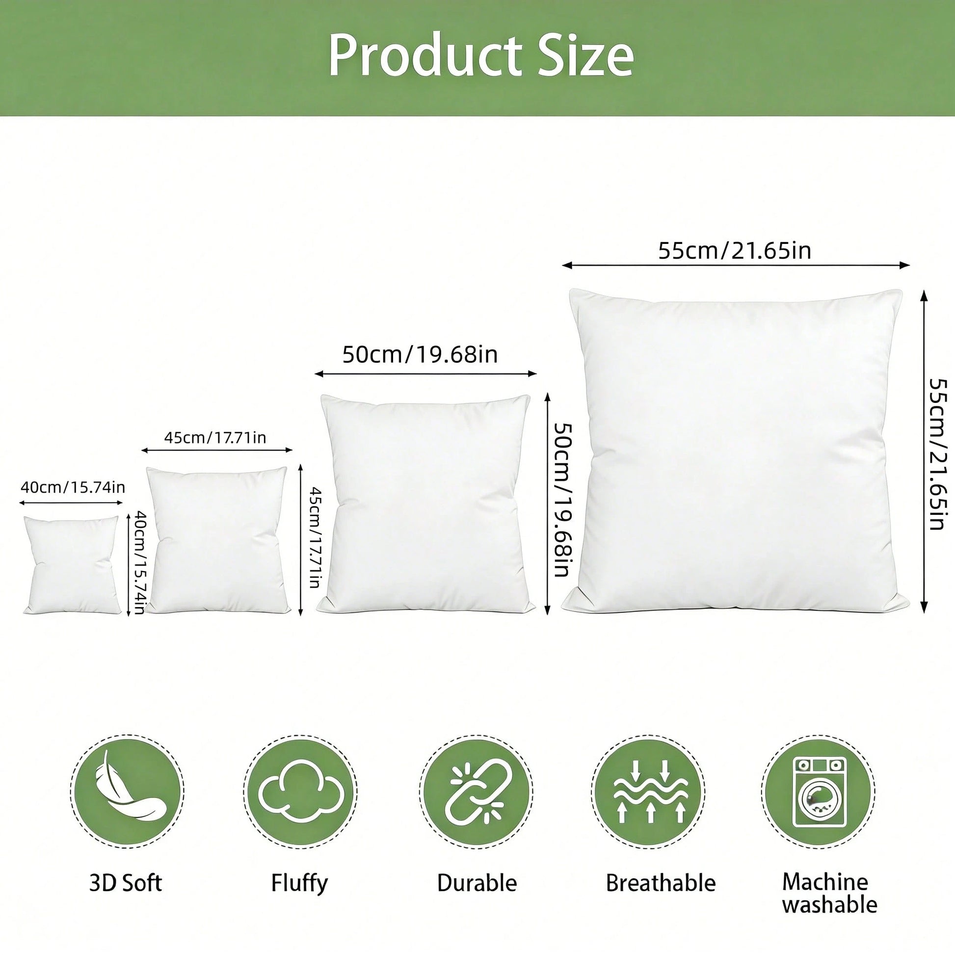 3-Piece White Pillow Inserts, Soft And Comfortable, Living Room Sofa Cushions, Bed Pillow Stuffing, Machine Washable And Hypoallergenic, For Living Room Cushions, Bedding, And Room Decor.