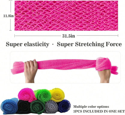 3 Pieces African Net Sponge Authentic, Exfoliating Scrubber Long Net Bath Sponge For All Skin Types, Body Scrubber For Women And Men Daily Use Body Care, Gentle Exfoliation