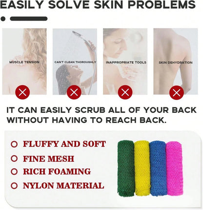3 Pieces African Net Sponge Authentic, Exfoliating Scrubber Long Net Bath Sponge For All Skin Types, Body Scrubber For Women And Men Daily Use Body Care, Gentle Exfoliation