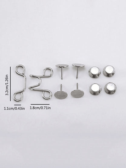 3 Set Pants Waist Tightener, Adjustable Waist Buckle Set, Extra Button For Jeans To Make Tighter, Button Adjuster For Pants, Jeans, Skirts, Sleeves (Silver)