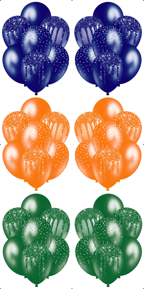 3 Sets of Balloon Bunches 3 Navy, Green, Orange