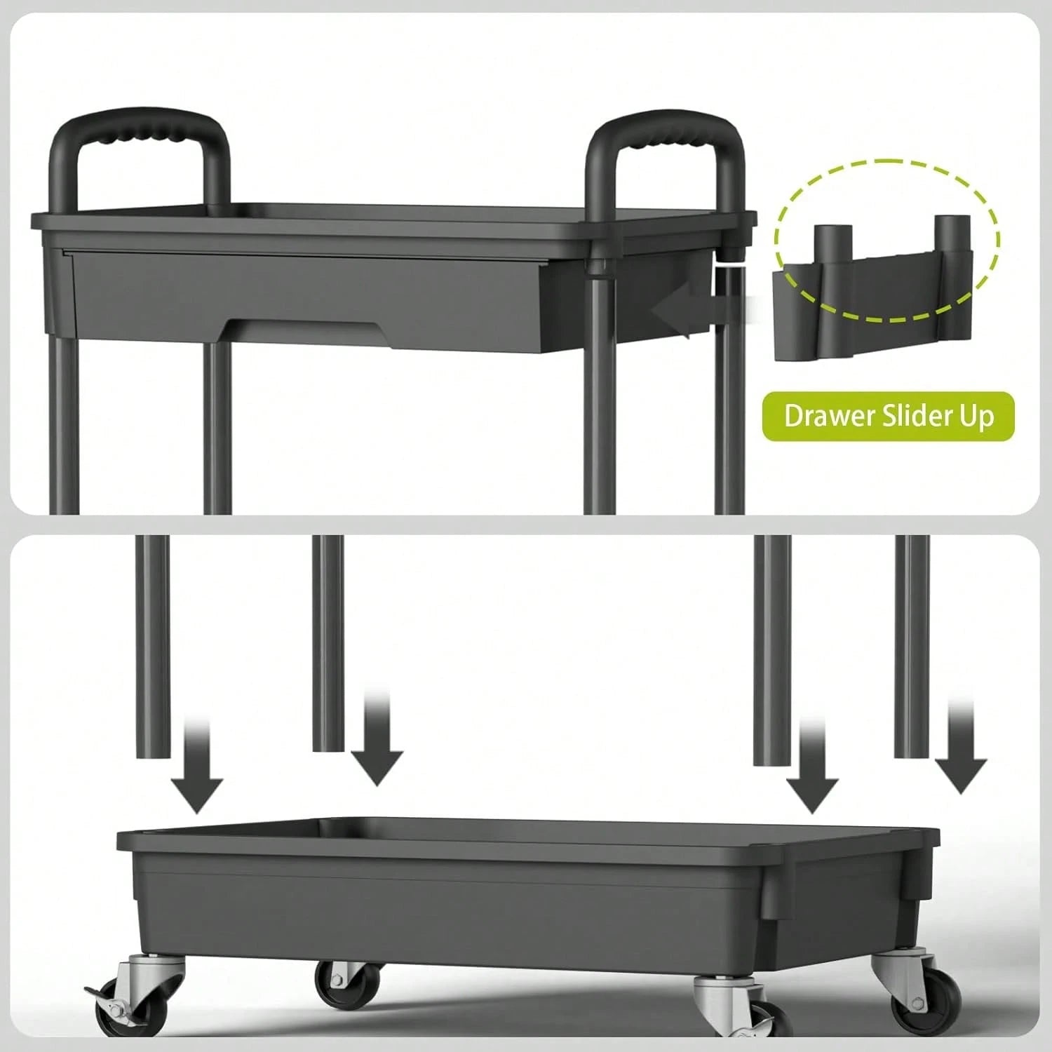 3-Tier Rolling Utility Cart With Drawer, Multifunctional Storage Organizer With Hooks & Baskets, Rolling Trolley For Bathroom, Kitchen, Bedroom, Office, Makeup