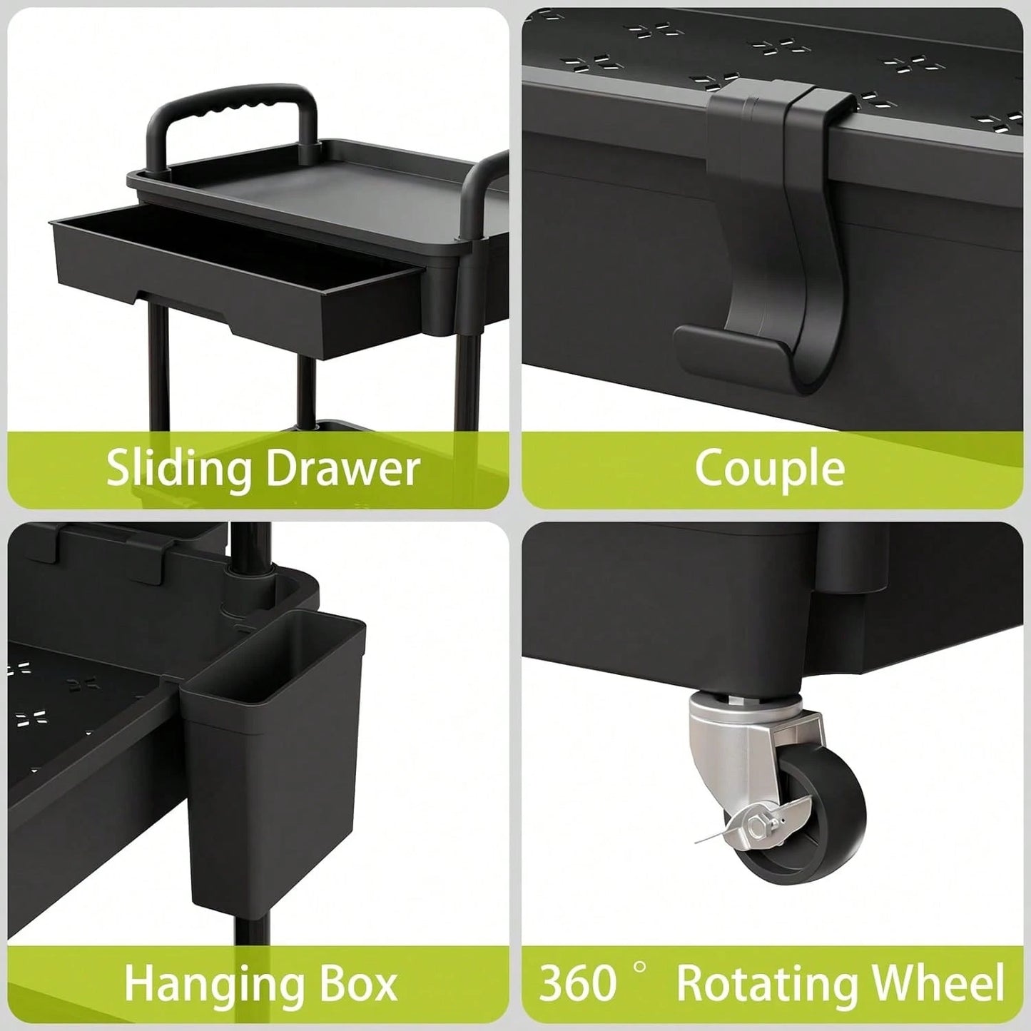 3-Tier Rolling Utility Cart With Drawer, Multifunctional Storage Organizer With Hooks & Baskets, Rolling Trolley For Bathroom, Kitchen, Bedroom, Office, Makeup