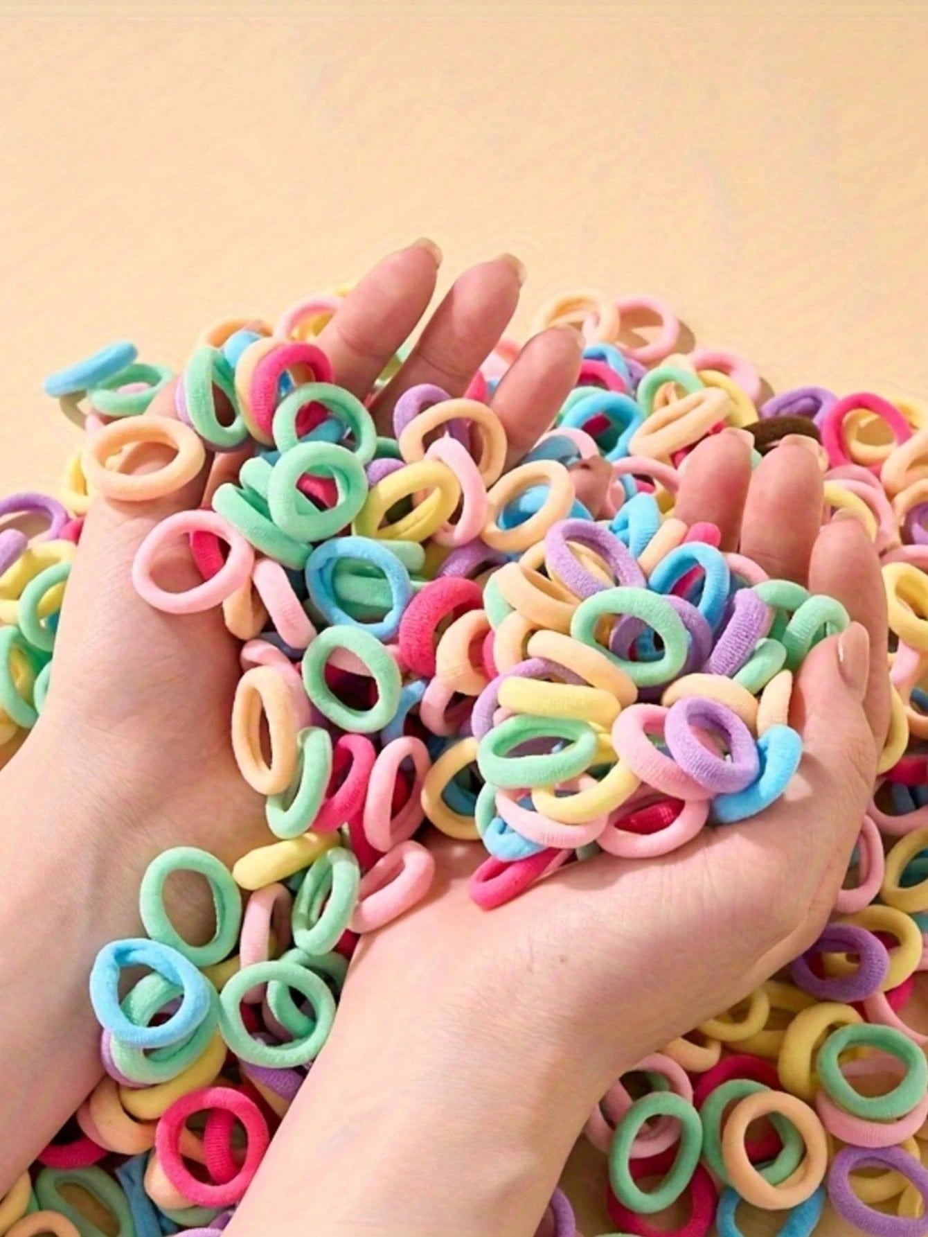 300pcs Minimalist Multi-Color Hair Ties, High Elastic Vertical Striped Small Braided Hair Bands, Women Stretchy Hair Ties, Brown Base Hair Bands, Multi-Color Options, Ponytail Holders, High Elasticity