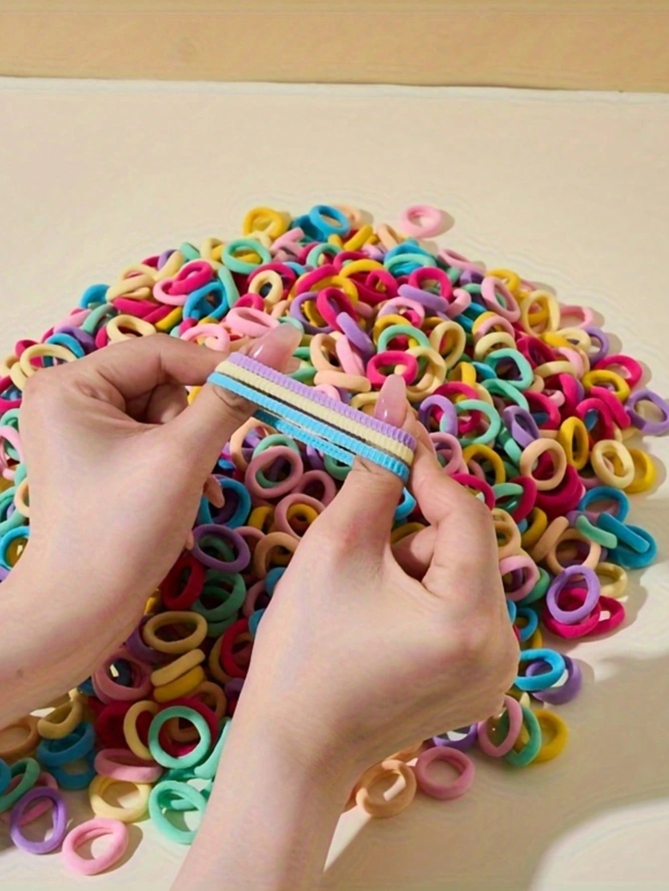 300pcs Minimalist Multi-Color Hair Ties, High Elastic Vertical Striped Small Braided Hair Bands, Women Stretchy Hair Ties, Brown Base Hair Bands, Multi-Color Options, Ponytail Holders, High Elasticity
