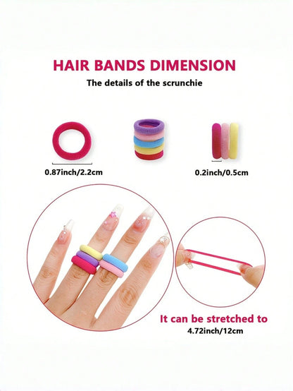 300pcs Minimalist Multi-Color Hair Ties, High Elastic Vertical Striped Small Braided Hair Bands, Women Stretchy Hair Ties, Brown Base Hair Bands, Multi-Color Options, Ponytail Holders, High Elasticity