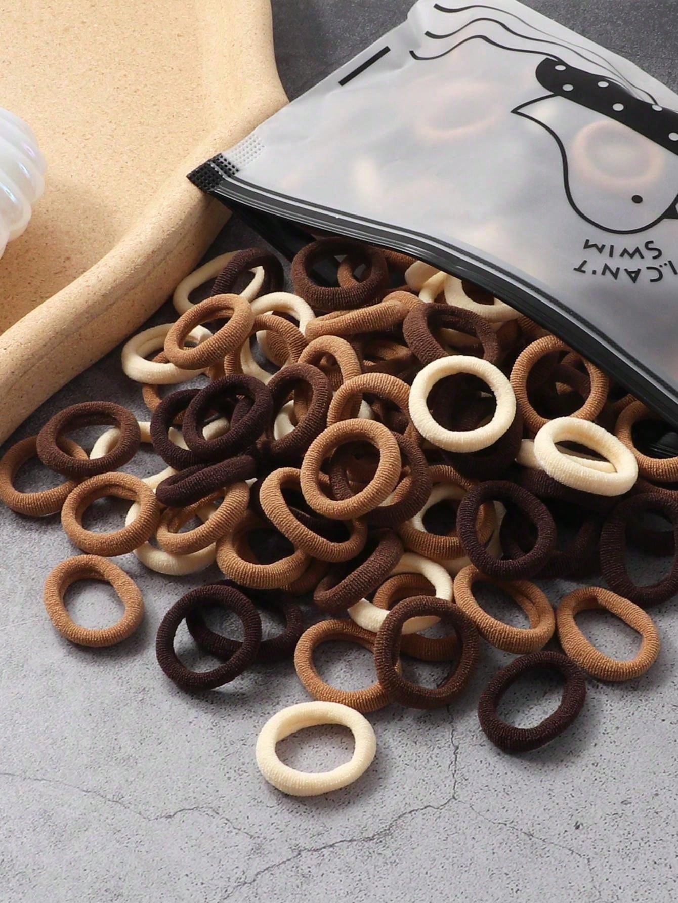 300pcs Minimalist Multi-Color Hair Ties, High Elastic Vertical Striped Small Braided Hair Bands, Women Stretchy Hair Ties, Brown Base Hair Bands, Multi-Color Options, Ponytail Holders, High Elasticity