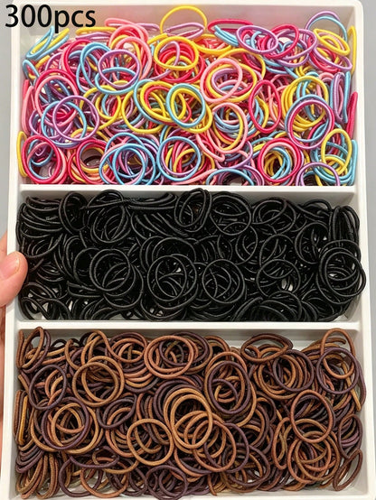 300pcs/Pack Baby & Kids Hair Ties, Elastic Hair Bands, Soft Rubber Hair Scrunchies For Girls Hair Accessories