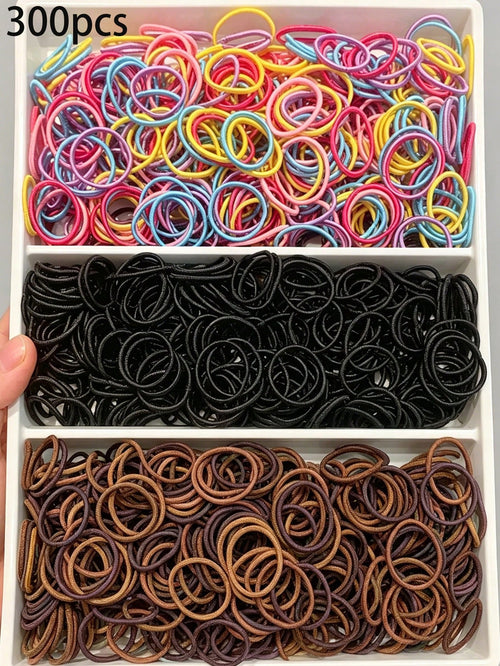 300pcs/Pack Baby & Kids Hair Ties, Elastic Hair Bands, Soft Rubber Hair Scrunchies For Girls Hair Accessories