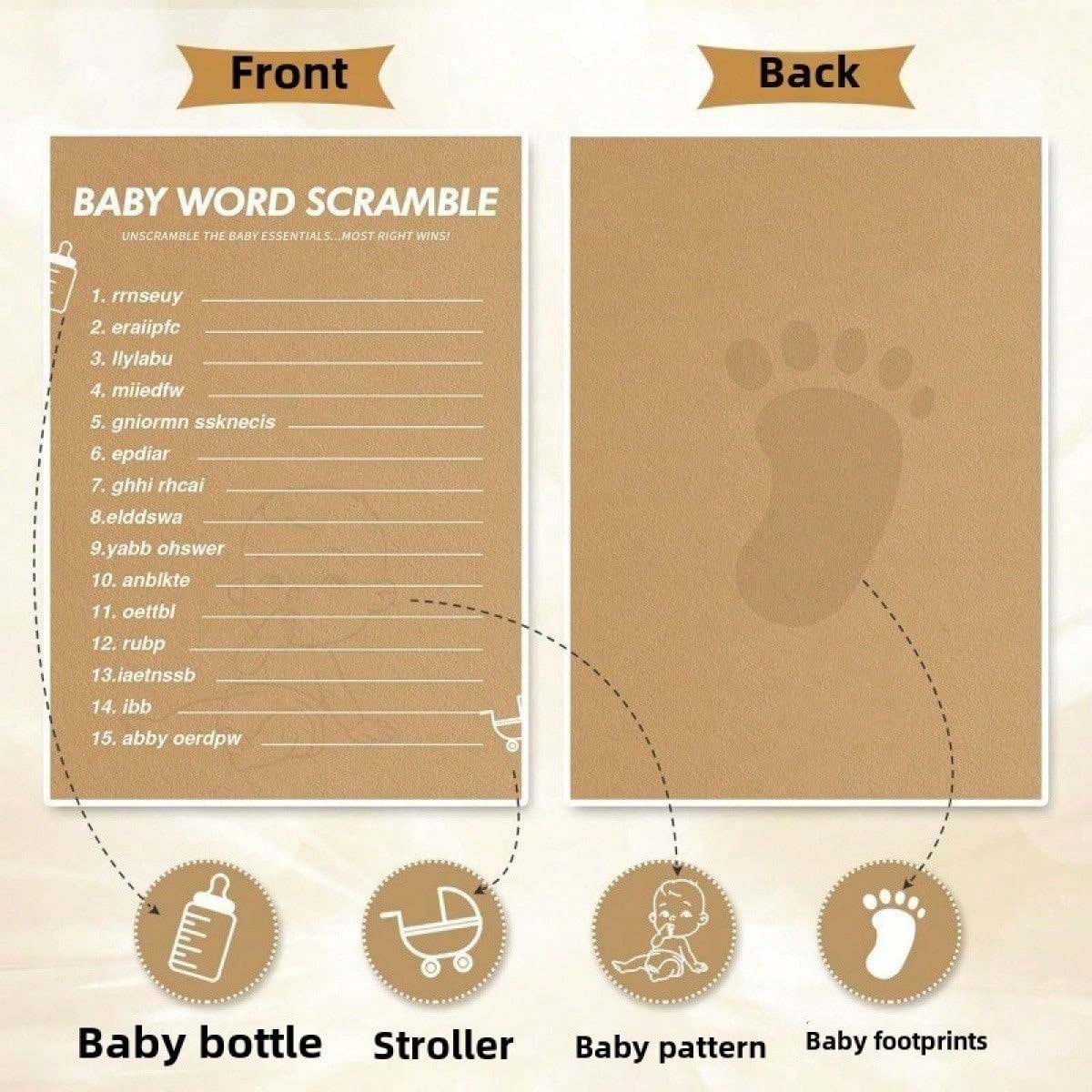 30pcs/20pcs/10pcs Baby Shower Word Puzzle Game, Gender Reveal Party And Christening Party Supplies, Thick Paper Game Cards, Fun And Entertaining For Guests, Baby Shower Game- Baby Shower Word Puzzle