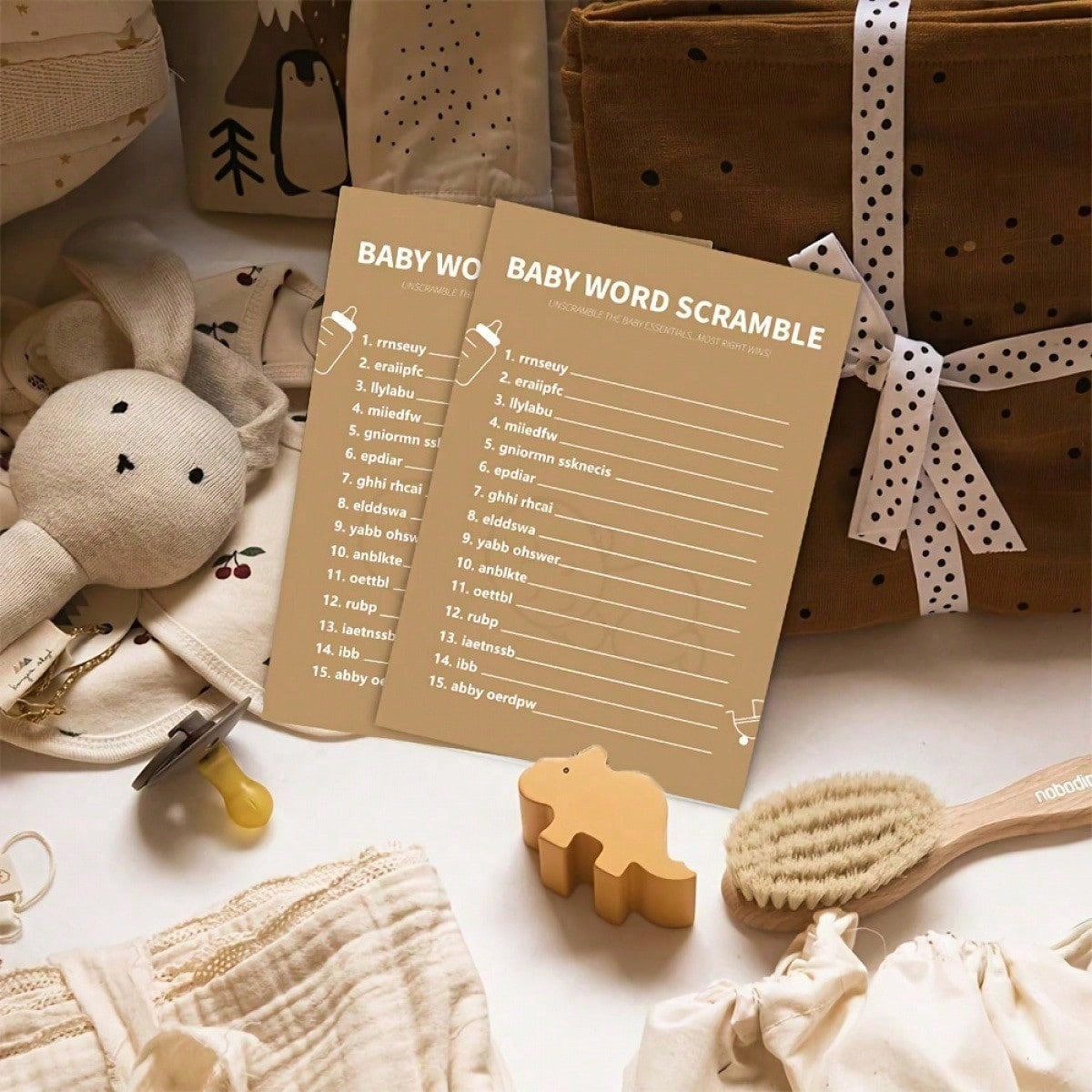 30pcs/20pcs/10pcs Baby Shower Word Puzzle Game, Gender Reveal Party And Christening Party Supplies, Thick Paper Game Cards, Fun And Entertaining For Guests, Baby Shower Game- Baby Shower Word Puzzle