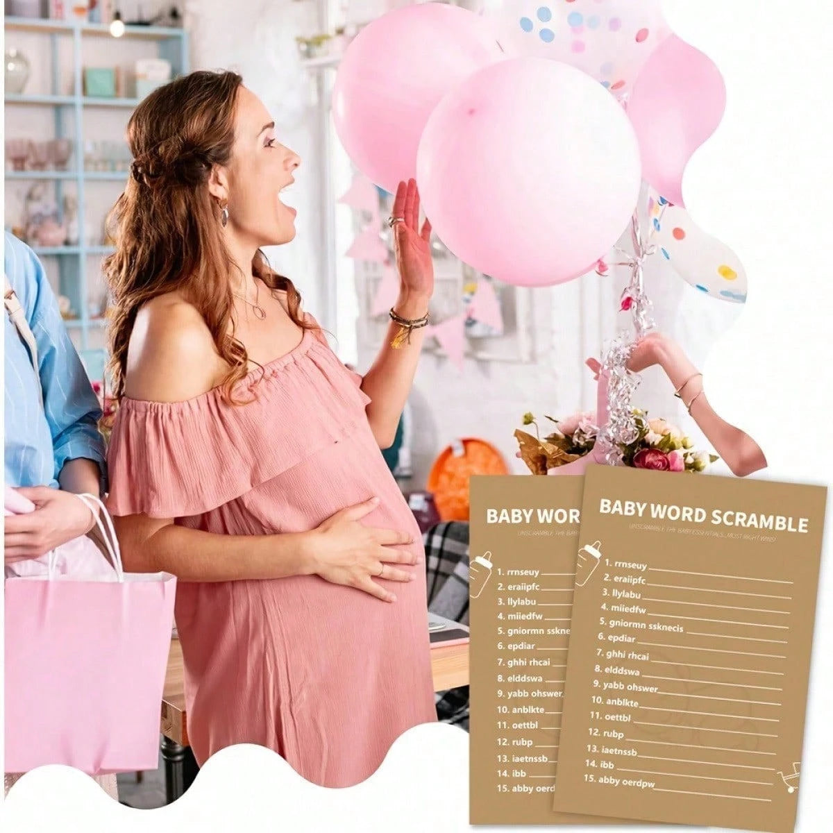 30pcs/20pcs/10pcs Baby Shower Word Puzzle Game, Gender Reveal Party And Christening Party Supplies, Thick Paper Game Cards, Fun And Entertaining For Guests, Baby Shower Game- Baby Shower Word Puzzle