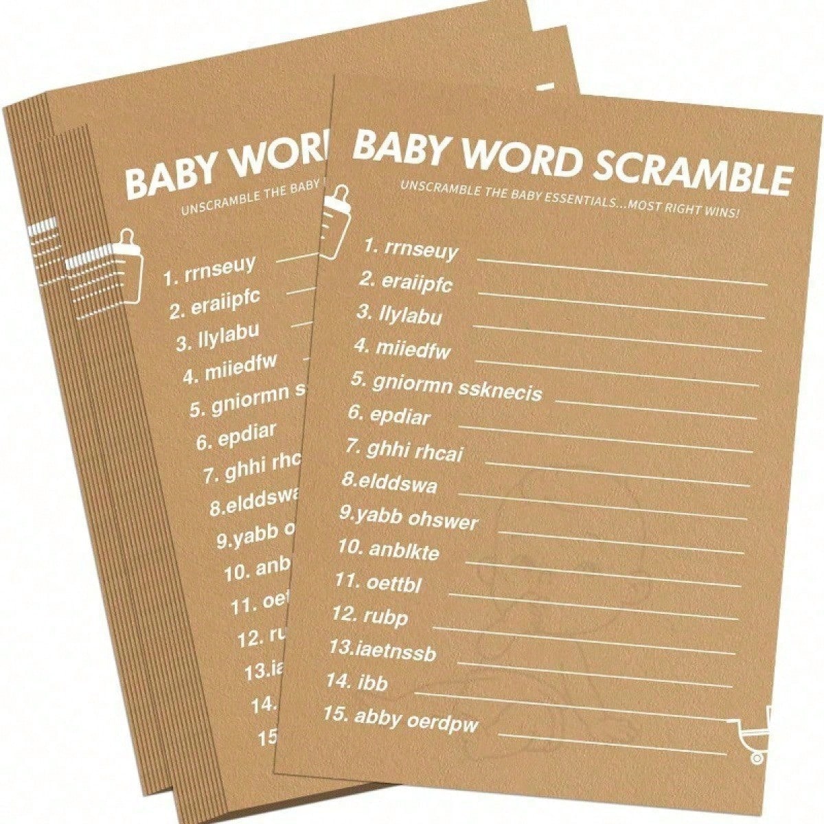 30pcs/20pcs/10pcs Baby Shower Word Puzzle Game, Gender Reveal Party And Christening Party Supplies, Thick Paper Game Cards, Fun And Entertaining For Guests, Baby Shower Game- Baby Shower Word Puzzle