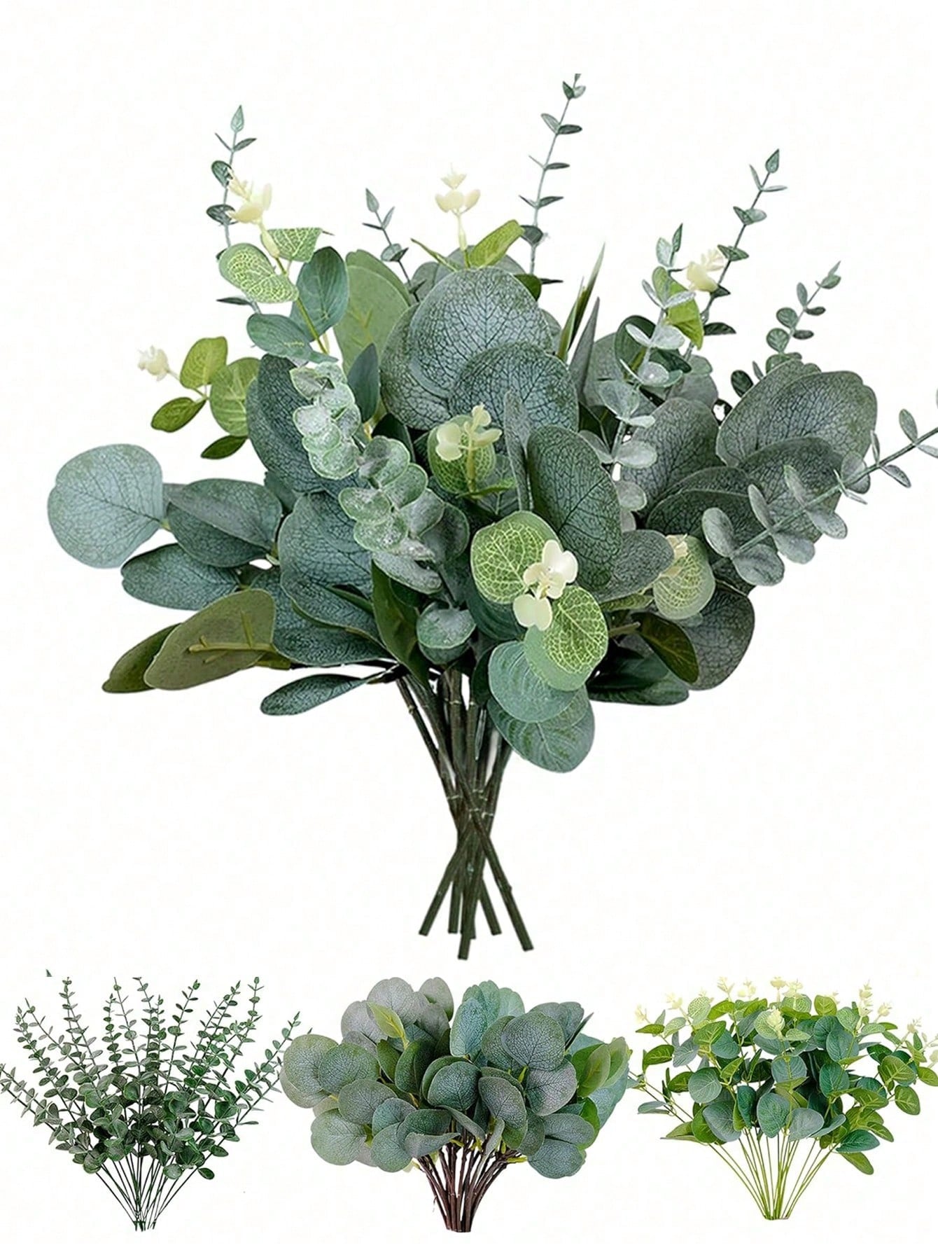 30Pcs 3 Kinds Artificial Mixed Eucalyptus Leaves Stems Artificial Silver Dollar Eucalyptus Leaves Faux Greenery Spray Fake Plants For Wedding Bouquet Centerpieces Flowers Arrangement Decor