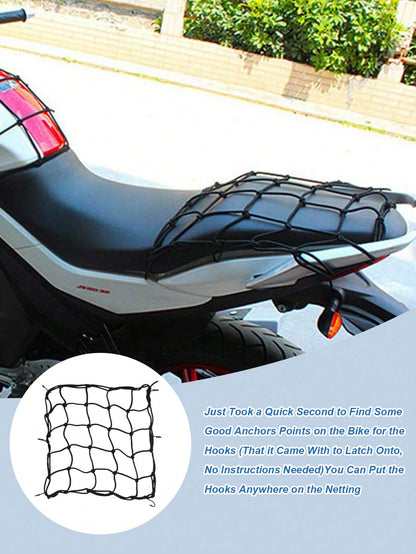 30x30cm Elastic Cargo Net- Suitable For Motorcycle, Bicycle, Electric Scooter Rear Seat And Tank Storage Space, Elastic Net Cover, Modification Trunk Fixing Strap