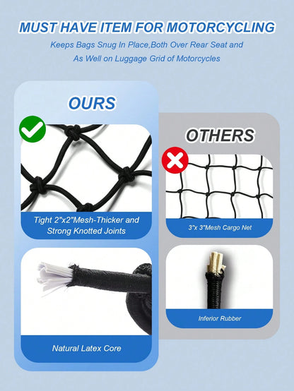 30x30cm Elastic Cargo Net- Suitable For Motorcycle, Bicycle, Electric Scooter Rear Seat And Tank Storage Space, Elastic Net Cover, Modification Trunk Fixing Strap