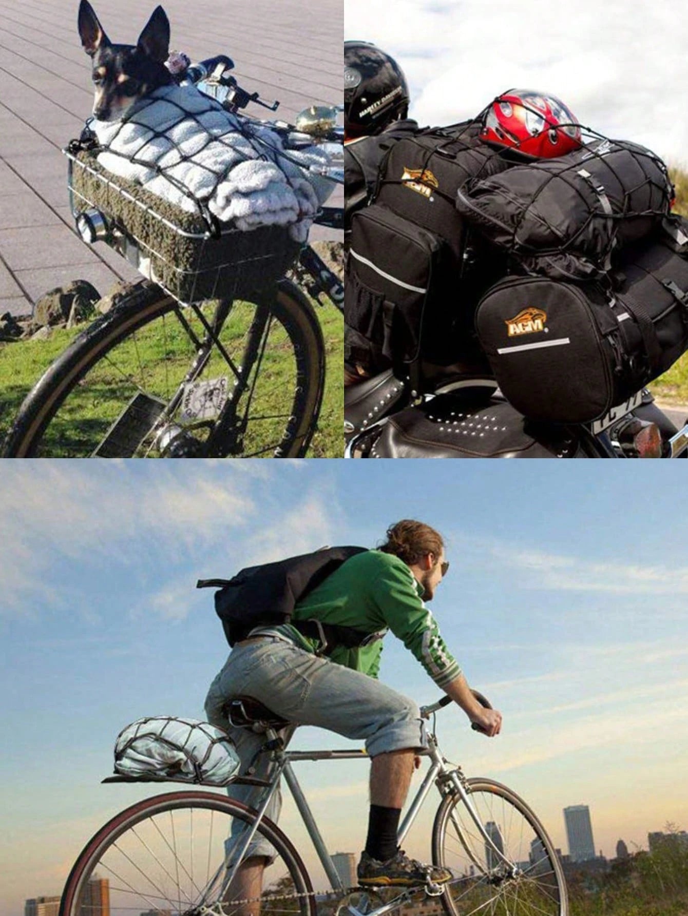 30x30cm Elastic Cargo Net- Suitable For Motorcycle, Bicycle, Electric Scooter Rear Seat And Tank Storage Space, Elastic Net Cover, Modification Trunk Fixing Strap