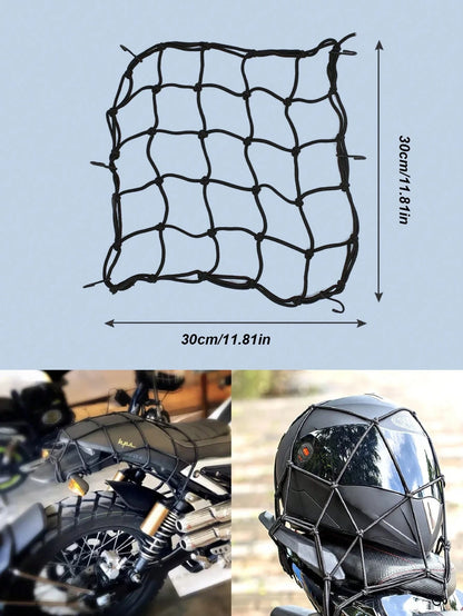 30x30cm Elastic Cargo Net- Suitable For Motorcycle, Bicycle, Electric Scooter Rear Seat And Tank Storage Space, Elastic Net Cover, Modification Trunk Fixing Strap