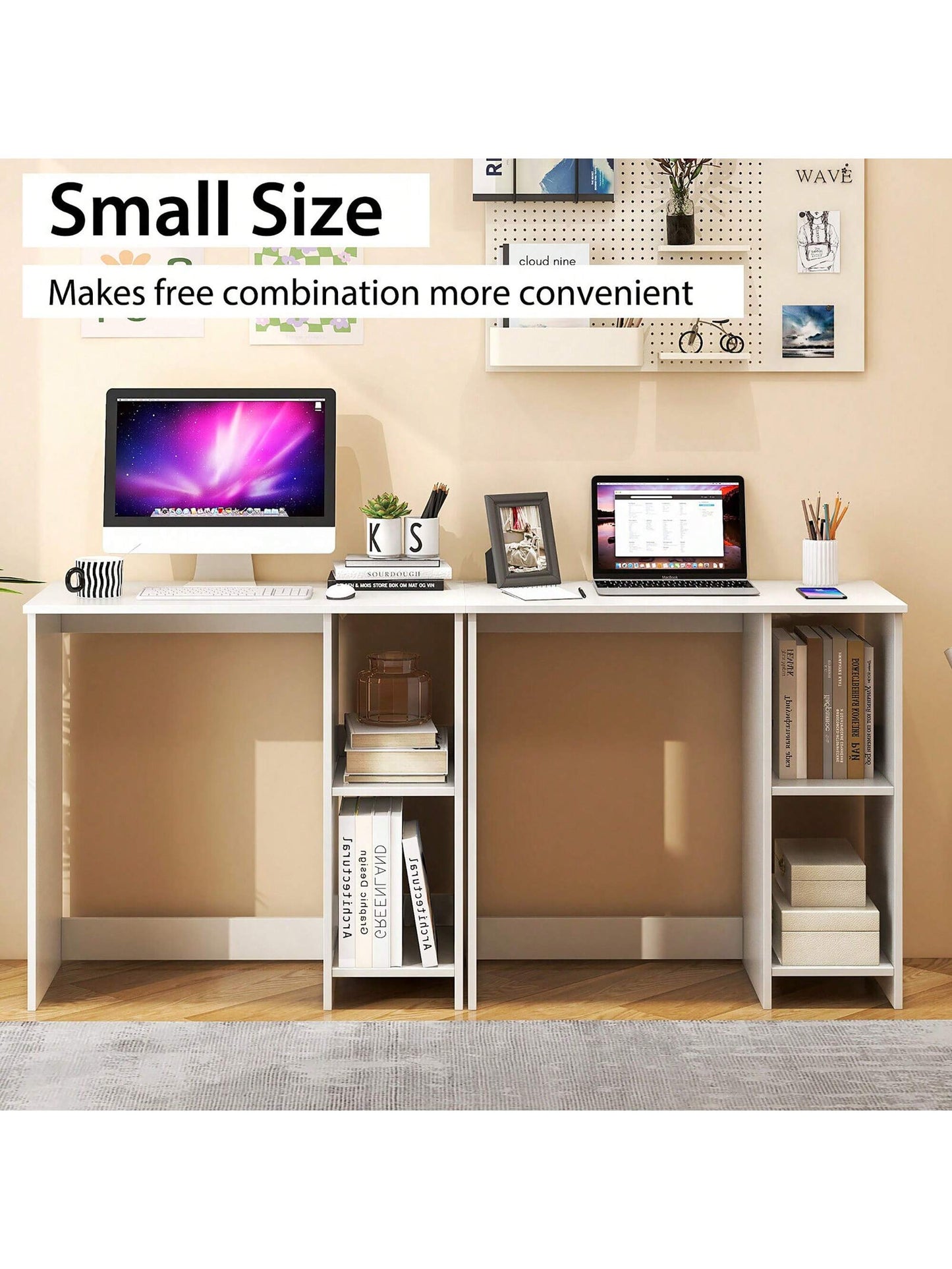 31.5'' Small Computer Desk Home Office Study Writing Desk With 2 Compartments