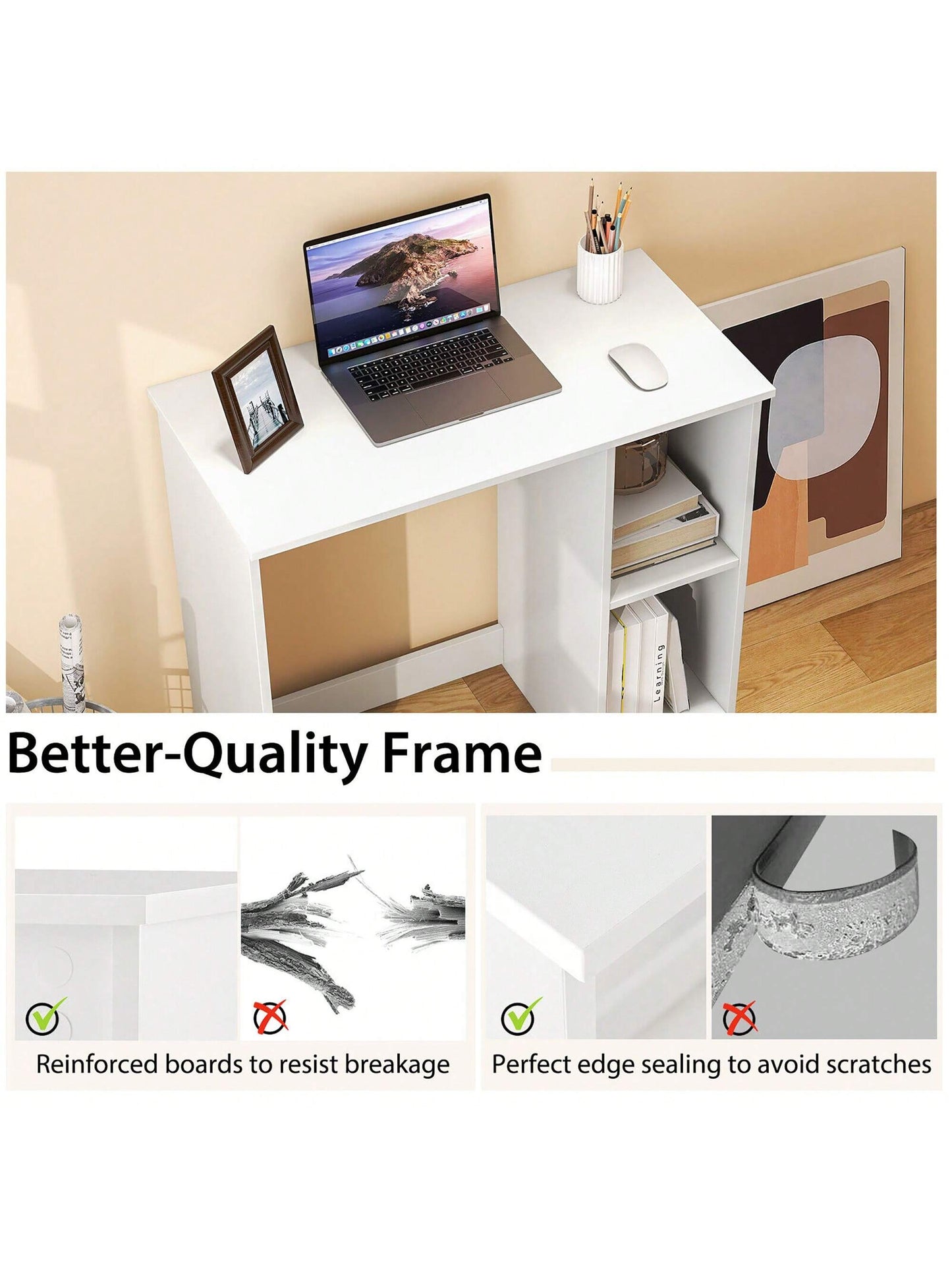 31.5'' Small Computer Desk Home Office Study Writing Desk With 2 Compartments