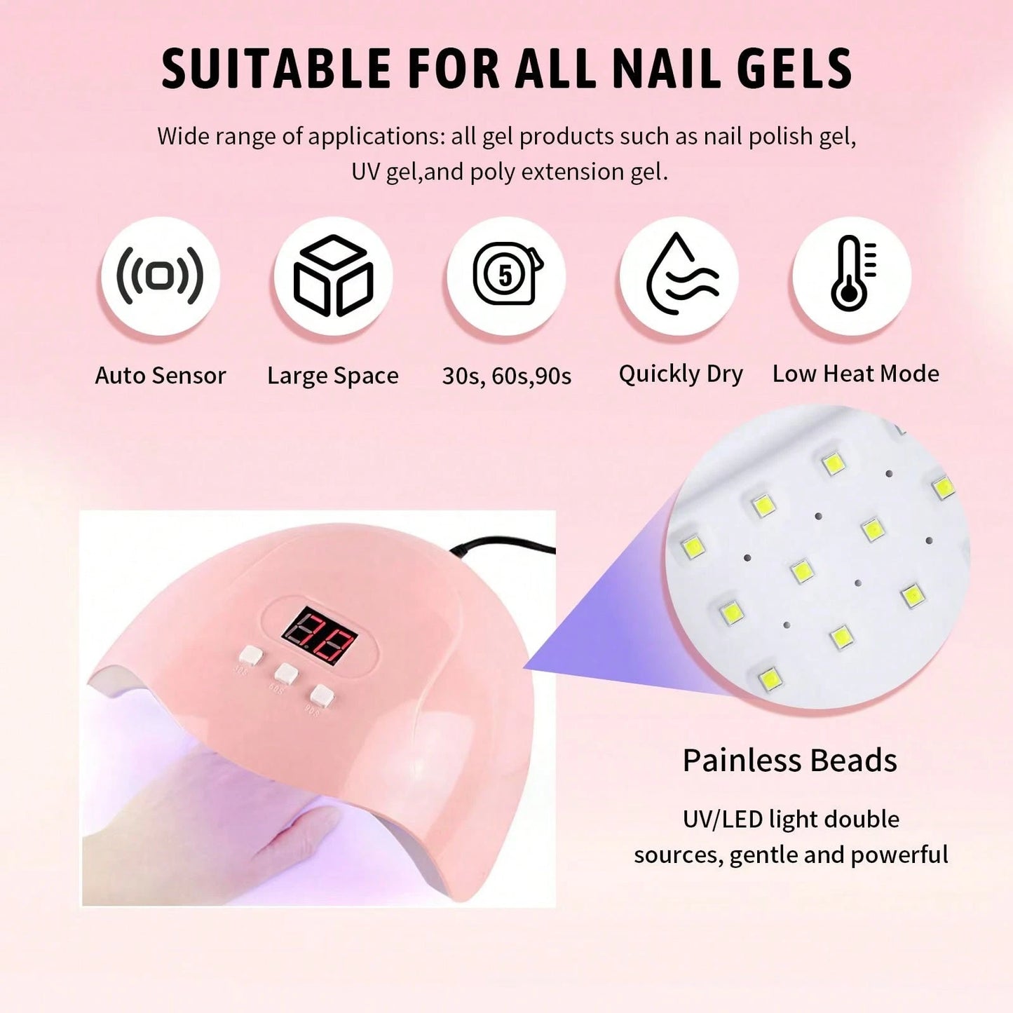 35-Piece Manicure Set With UV LED Light, Including Acrylic Powder And Acrylic Liquid, Nail Drill, Nail Stickers And Glue, Home DIY Manicure Set For Beginners, Christmas Gift