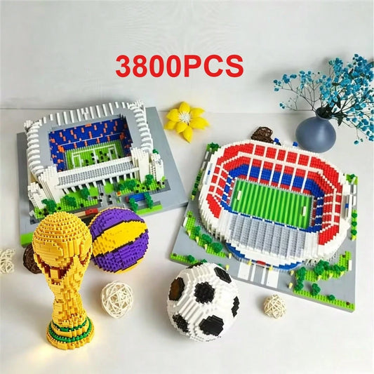 3800pcs World Famous Football Stadium Camp Nou/Football/Basketball Creative Building Blocks Set Model Fan Souvenir Art Decoration Birthday Gift
