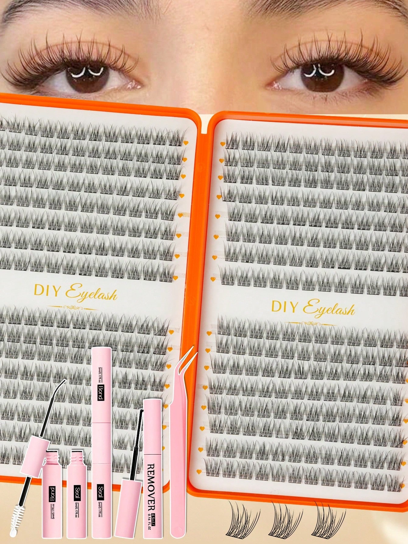 384pcs D-Curl Cluster False Eyelashes, Large Capacity Individual Lash Set, Thick Fluffy Wispy Mixed Styles, Long-Lasting Dense Makeup For Beginners