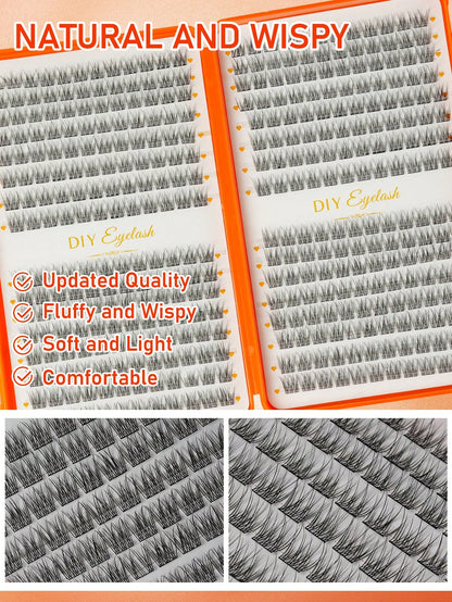 384pcs D-Curl Cluster False Eyelashes, Large Capacity Individual Lash Set, Thick Fluffy Wispy Mixed Styles, Long-Lasting Dense Makeup For Beginners