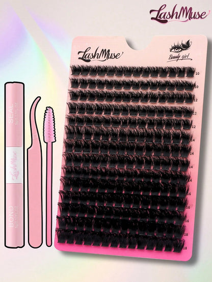392PCS 0.39-0.71inch Mixed Size D-Curl Design 200D Russian Curl False Eyelashes Natural Soft Fluffy Cluster Fake Lashes, Fake Lashes Beauty & Health, Includes Lash Glue, Lash Tweezers, For Daily Wear
